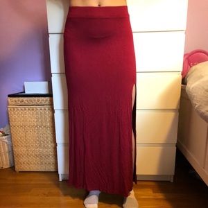 Red maxi skirt